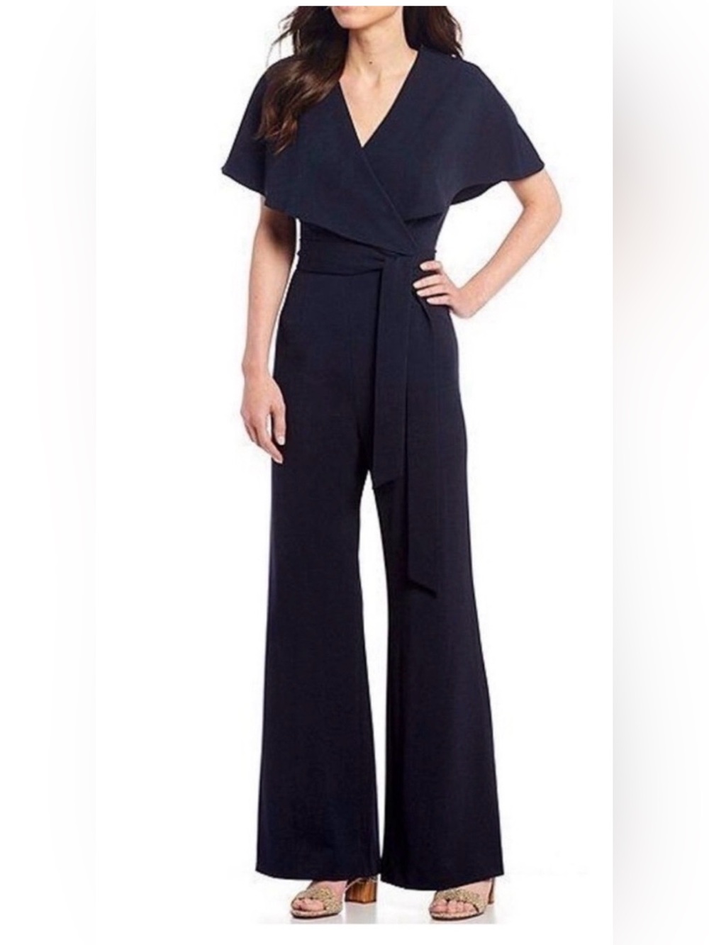Alex Marie Black Wrap-Style Wide Leg Jumpsuit